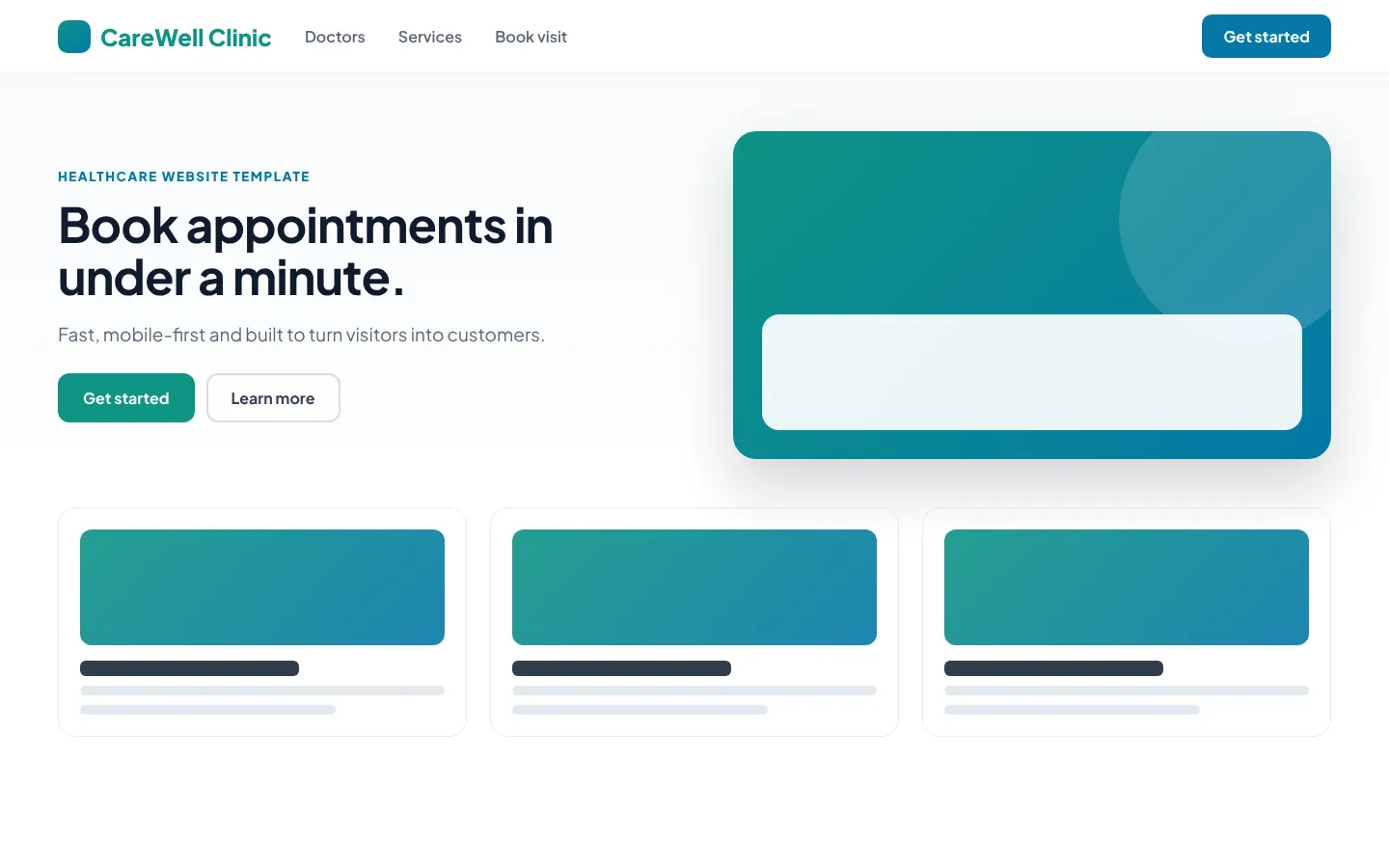 CareWell Clinic Template website screenshot