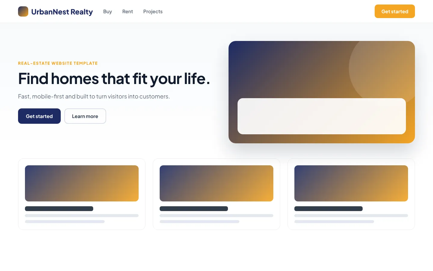 UrbanNest Realty Template website screenshot