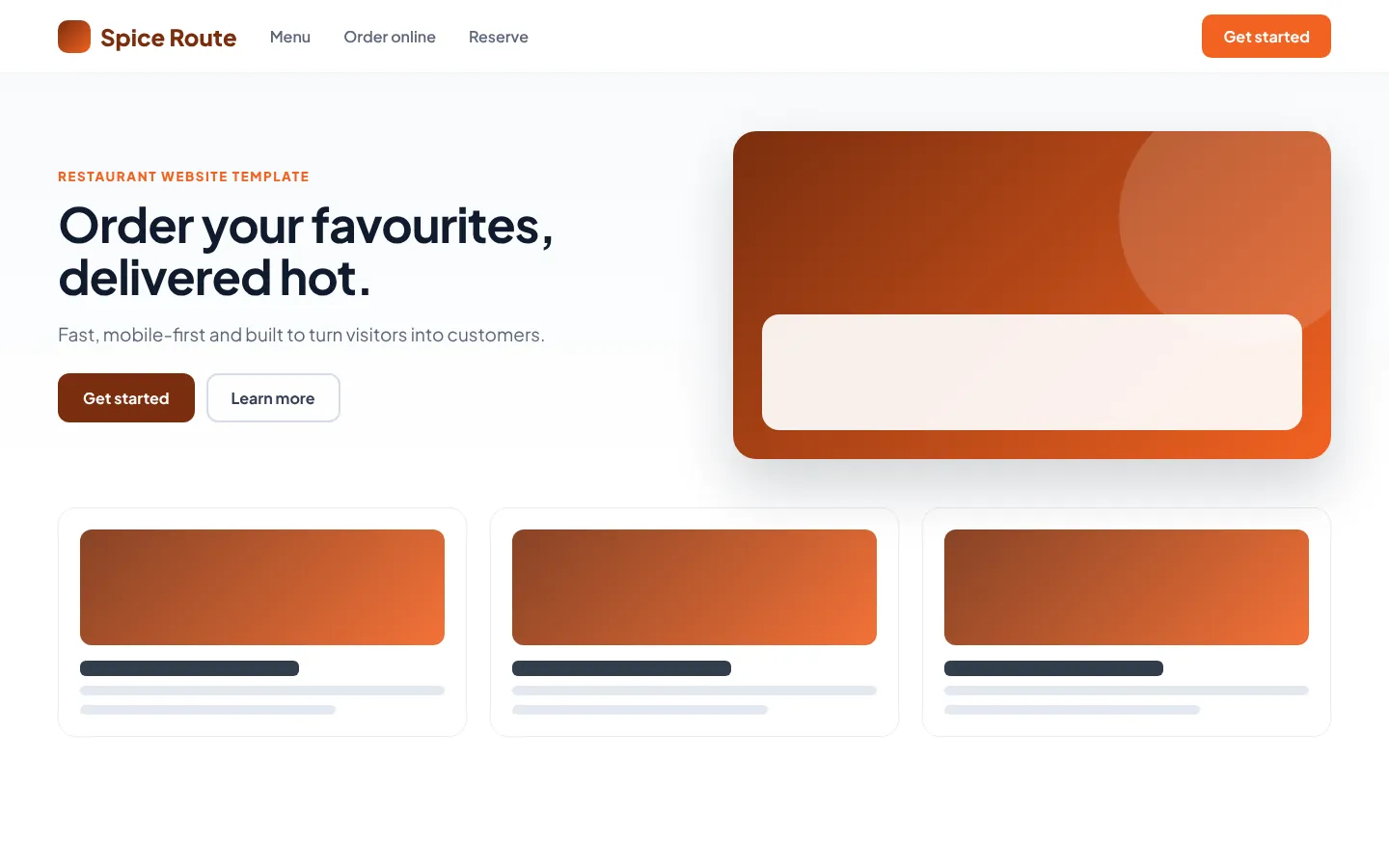 Spice Route Restaurant Template website screenshot