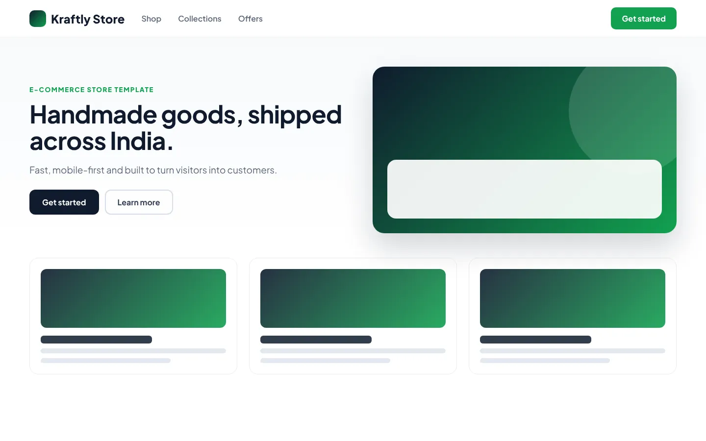Kraftly Store Template website screenshot